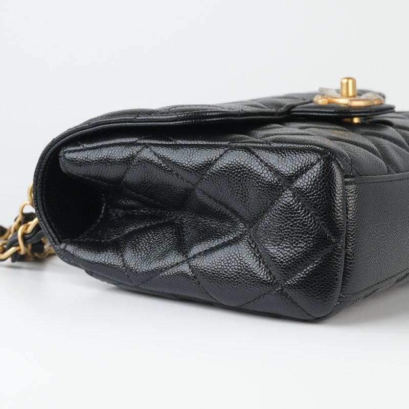 KESH 凱仕國際精品【雙鏈設計、20cm黃金尺寸】CHANEL 25P Double Chain Flap Bag 香奈兒魚子醬牛皮雙鏈帶口蓋包｜晶片款-18