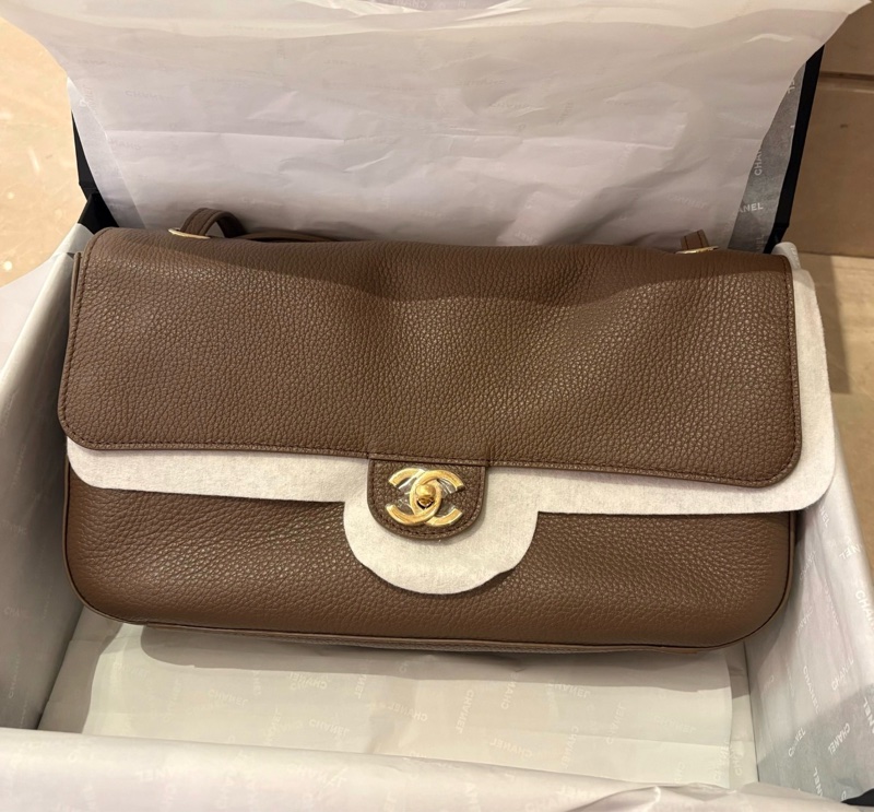 Chanel香奈兒26S CF機場包灰色金扣32尺寸-0