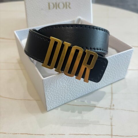 *SHIHNA名牌精品* DIOR d-Fence黑金字母皮帶 女版80cm