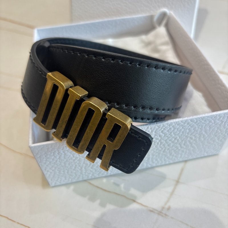 *SHIHNA名牌精品* DIOR d-Fence黑金字母皮帶 女版80cm-1