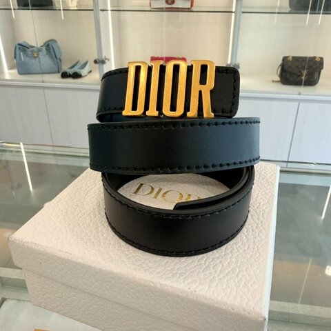 *SHIHNA名牌精品* DIOR d-Fence黑金字母皮帶 女版80cm