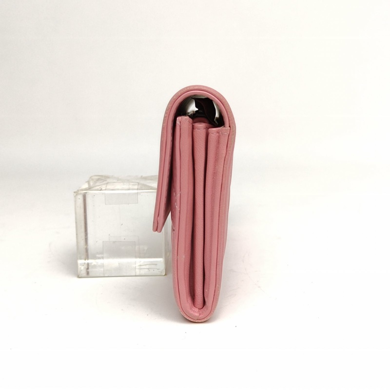 CHANEL Leboy長款錢包粉色羊皮21開銀扣-1