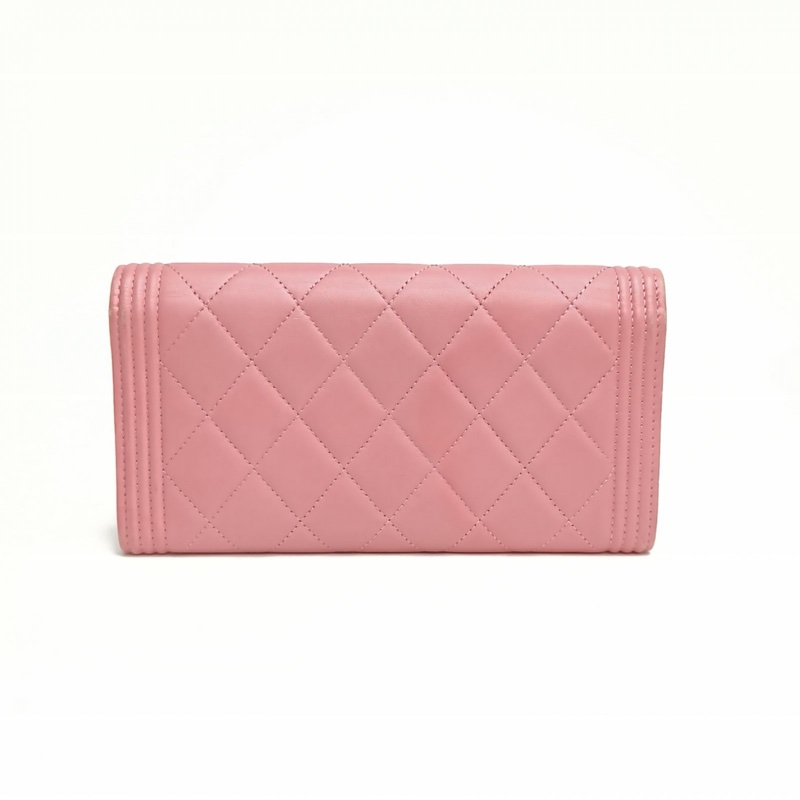 CHANEL Leboy長款錢包粉色羊皮21開銀扣-2