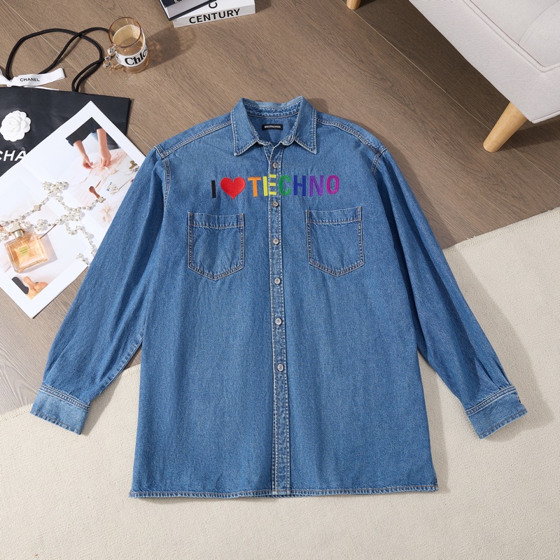 Balenciaga 彩虹刺繡牛仔襯衫-0