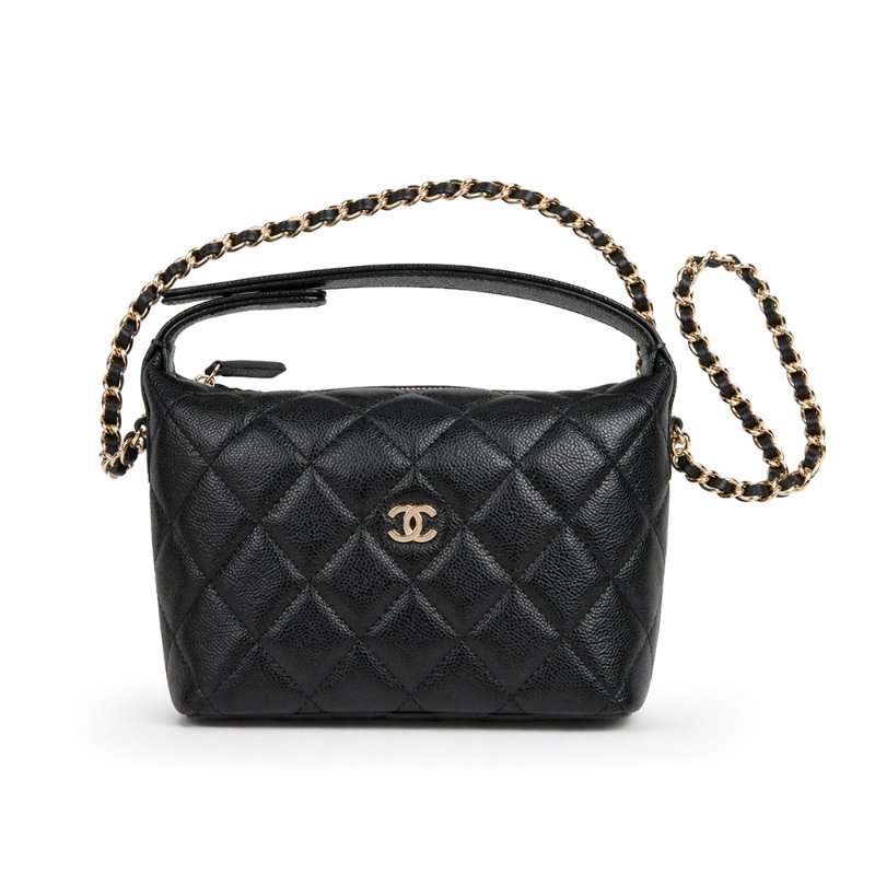 KESH 凱仕國際精品【輕巧時髦、日常最剛好】CHANEL Mini Hobo Bag 黑金鏈帶包｜香奈兒迷你腋下包｜黑色金扣｜鏈帶飯盒包-0
