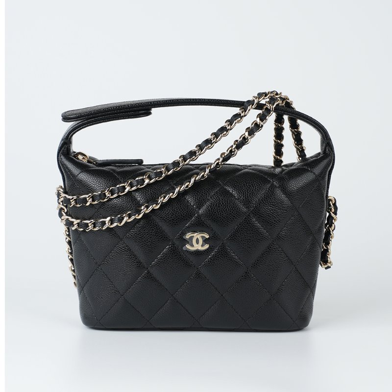 KESH 凱仕國際精品【輕巧時髦、日常最剛好】CHANEL Mini Hobo Bag 黑金鏈帶包｜香奈兒迷你腋下包｜黑色金扣｜鏈帶飯盒包-1