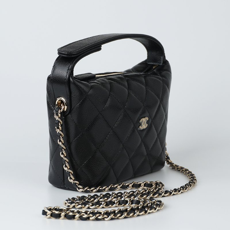 KESH 凱仕國際精品【輕巧時髦、日常最剛好】CHANEL Mini Hobo Bag 黑金鏈帶包｜香奈兒迷你腋下包｜黑色金扣｜鏈帶飯盒包-3