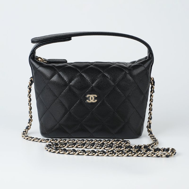 KESH 凱仕國際精品【輕巧時髦、日常最剛好】CHANEL Mini Hobo Bag 黑金鏈帶包｜香奈兒迷你腋下包｜黑色金扣｜鏈帶飯盒包-11