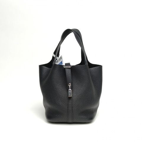 HERMES Picotin菜籃子18黑色TC皮Y刻銀扣