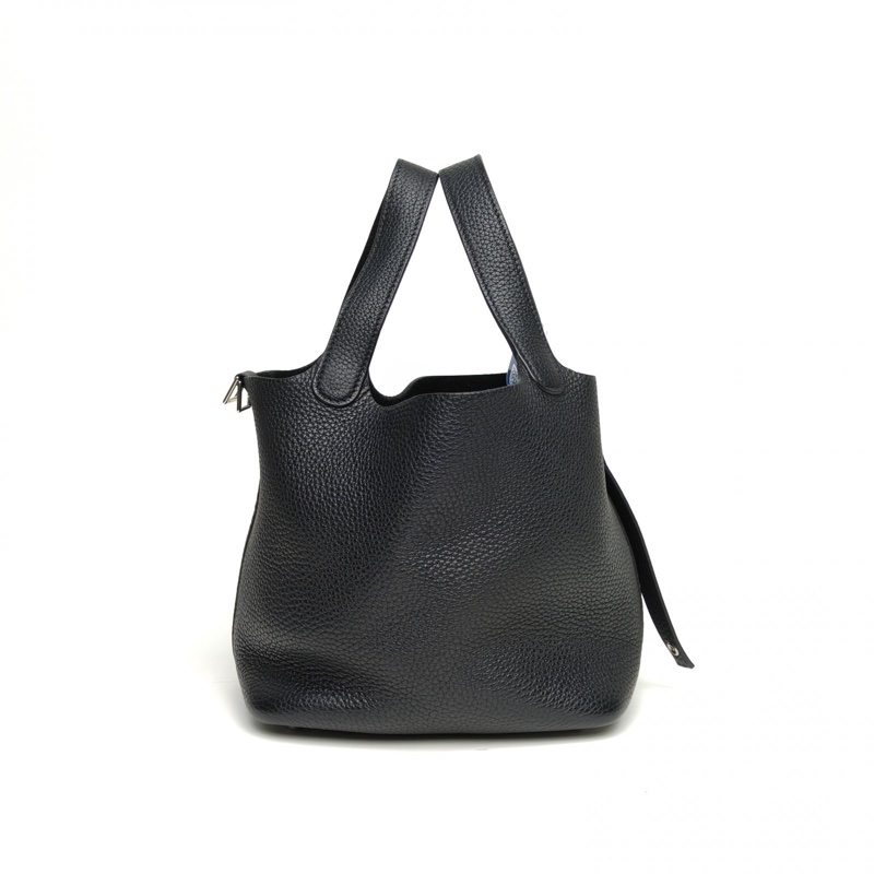 HERMES Picotin菜籃子18黑色TC皮Y刻銀扣-1