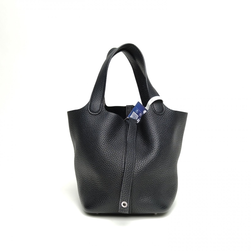 HERMES Picotin菜籃子18黑色TC皮Y刻銀扣-2