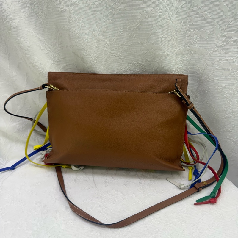 LOEWE T Pouch Fringe Leather Crossbody Bag-3