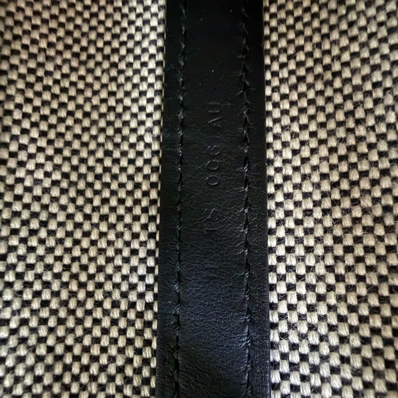 HERMES愛馬仕 Cabas 27水桶包 H帆布拼Swift小牛皮 黑白熊貓拼色 肩帶款 手提斜挎單肩包-6