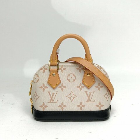 LOUIS VUITTON ALMA貝殼包NANO18米色PVC晶片老花肩背包