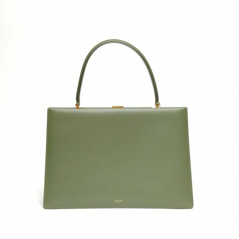 CELINE Clasp手提包中號橄欖綠牛皮肩背包