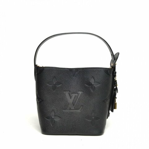 LOUIS VUITTON ALLINBB老花壓紋黑色牛皮金扣晶片肩背包