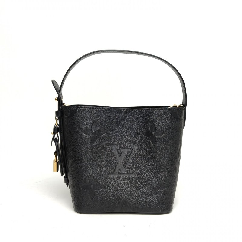LOUIS VUITTON ALLINBB老花壓紋黑色牛皮金扣晶片肩背包-2