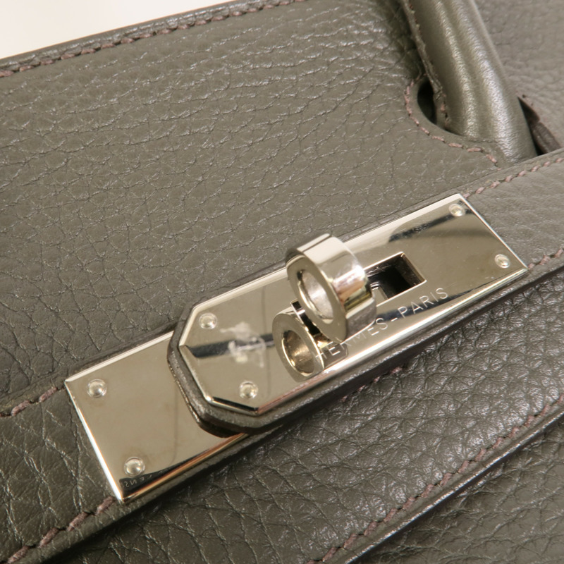 HERMES Togo皮革Birkin 30手挽袋Vert De Gris-7