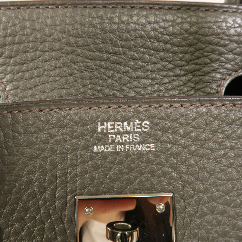 HERMES Togo皮革Birkin 30手挽袋Vert De Gris-9