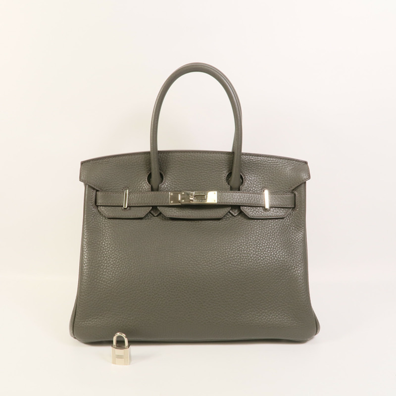 HERMES Togo皮革Birkin 30手挽袋Vert De Gris-10