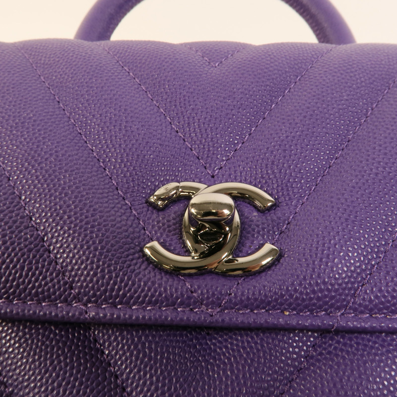 CHANEL 牛皮皮革Coco Handle Small鏈帶手挽肩背兩用袋-7