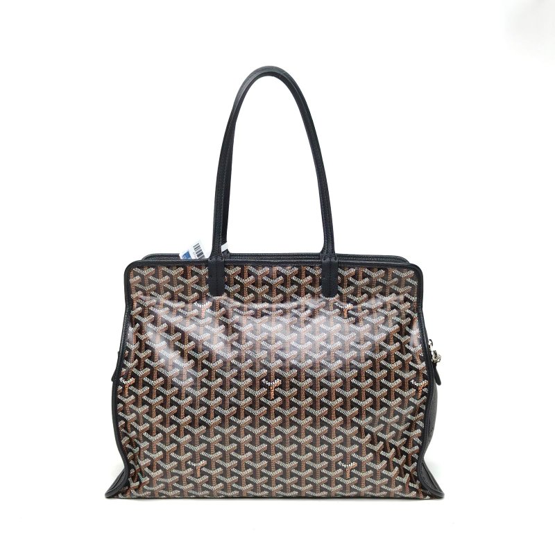 GOYARD HARDY小號包HardyY字老花滿印托特包黑色PVC肩背包-2