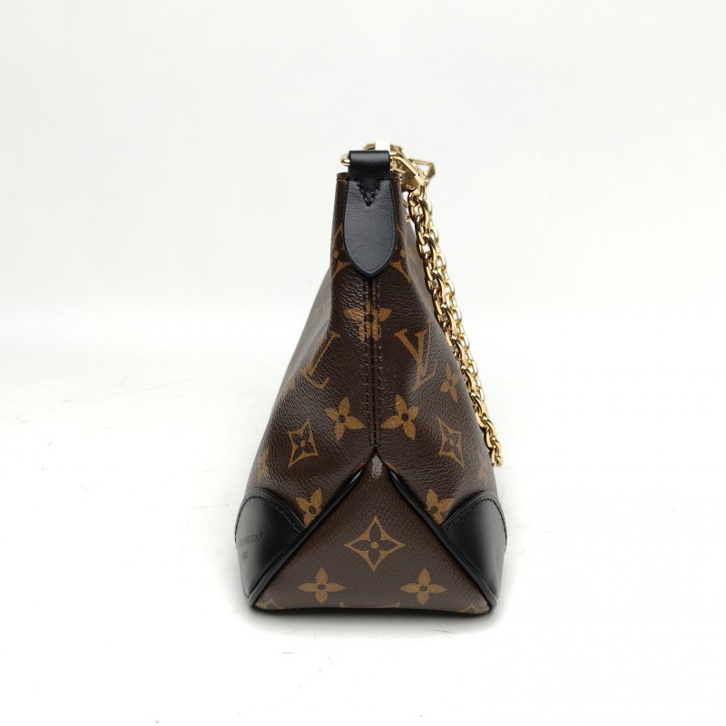 LOUIS VUITTON BOULOGNE牛角包可拆卸肩帶黑色PVC晶片老花肩背包-3