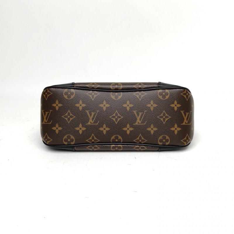 LOUIS VUITTON BOULOGNE牛角包可拆卸肩帶黑色PVC晶片老花肩背包-4