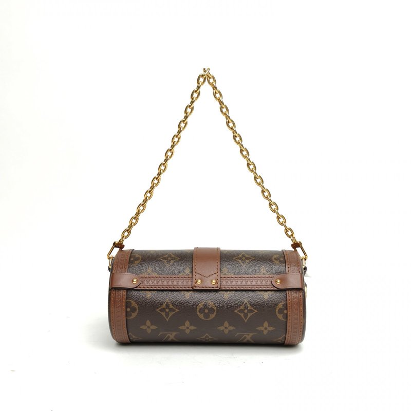 LOUIS VUITTON PAPILLON巴比龍TRUNK鏈條圓桶包老花PVC晶片肩背包-2