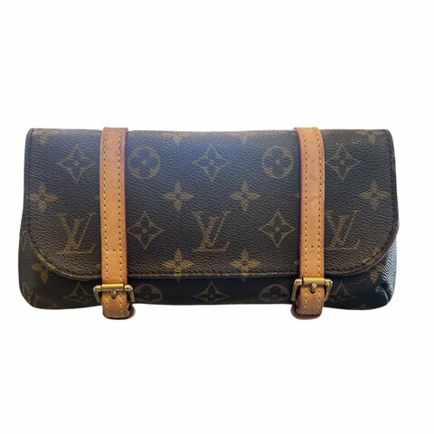 LV 字紋經典雙扣腰包