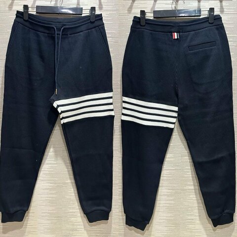 💎Han's house精品服飾💎THOM BROWNE TB 華夫格 針織 立體4杆 褲 日本製 現貨2 深藍 原價39600