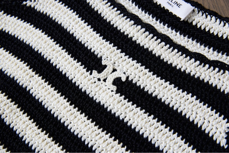 Celine 凱旋門刺繡條紋鉤織背心-5