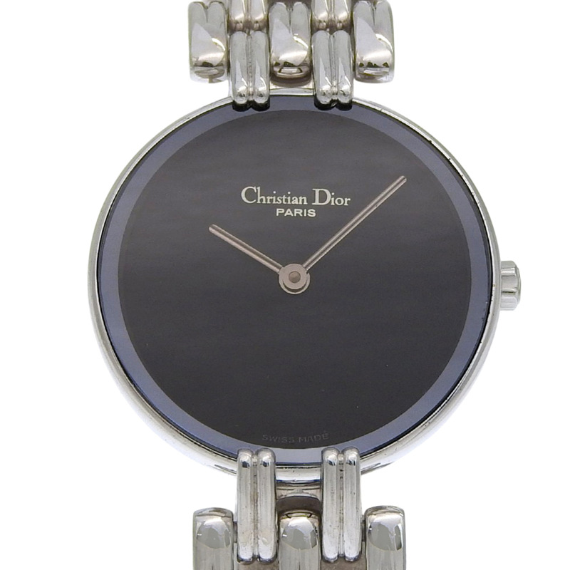 Christian Dior Bakira腕錶 D44-120 不鏽鋼銀色石英類比黑色錶盤 女士款-0