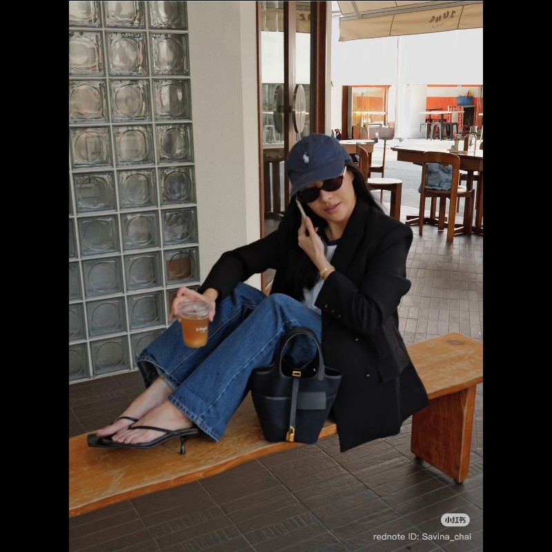 Hermès 帆布拼接皮革菜籃子P18深藍黑色金扣-2