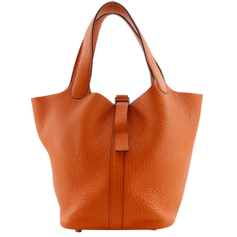 Hermes Picotin PM 手提包，Taurillon Clemence 皮革，2004 年款，橘色，□H PicotinPM，女式。-0