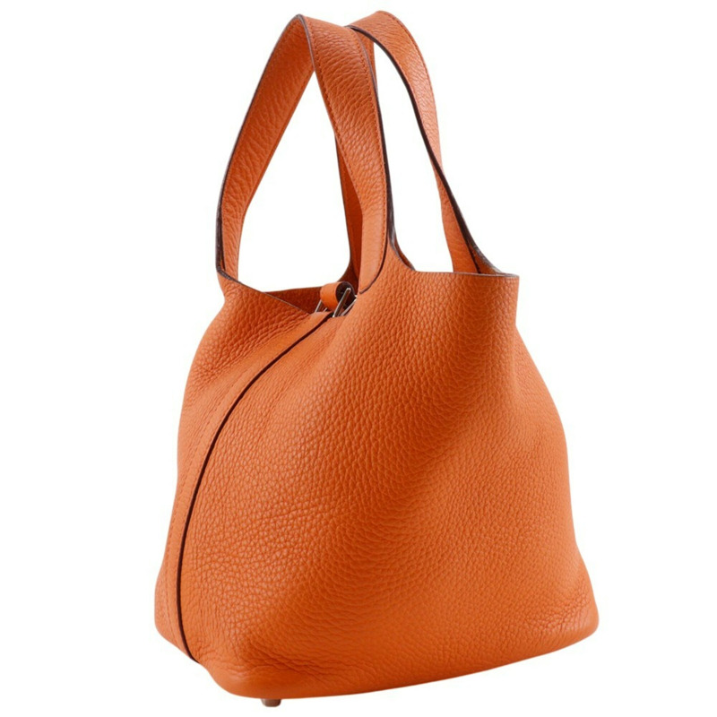 Hermes Picotin PM 手提包，Taurillon Clemence 皮革，2004 年款，橘色，□H PicotinPM，女式。-2
