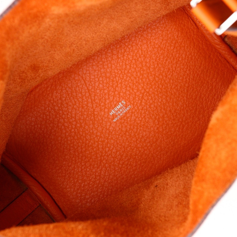 Hermes Picotin PM 手提包，Taurillon Clemence 皮革，2004 年款，橘色，□H PicotinPM，女式。-5