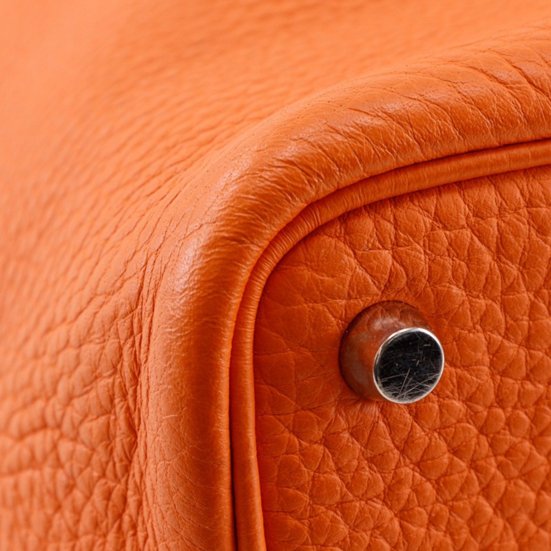 Hermes Picotin PM 手提包，Taurillon Clemence 皮革，2004 年款，橘色，□H PicotinPM，女式。-6