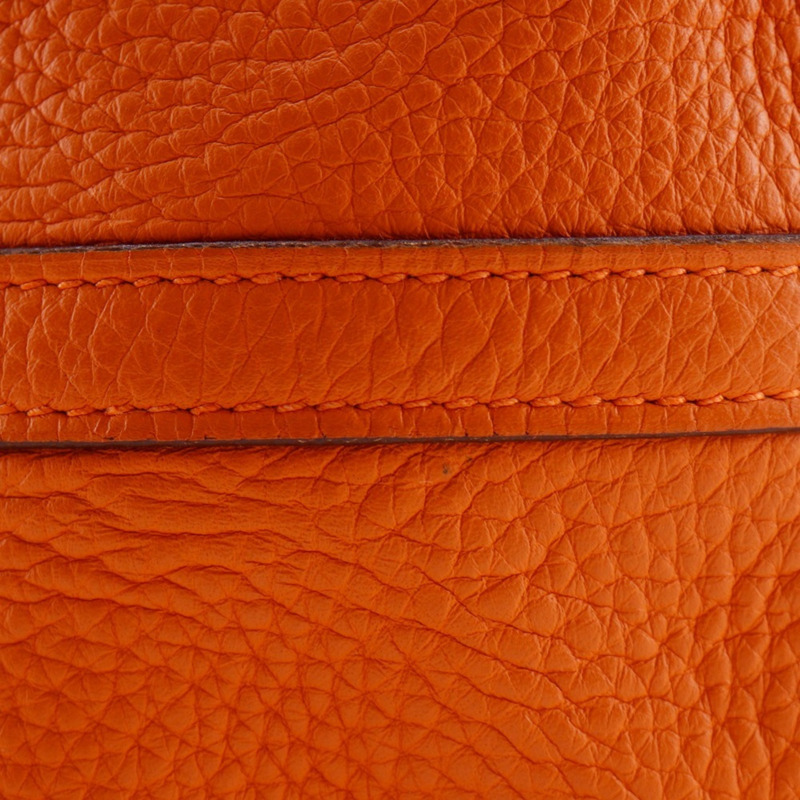 Hermes Picotin PM 手提包，Taurillon Clemence 皮革，2004 年款，橘色，□H PicotinPM，女式。-10