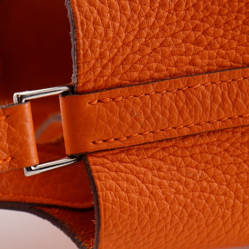 Hermes Picotin PM 手提包，Taurillon Clemence 皮革，2004 年款，橘色，□H PicotinPM，女式。-11