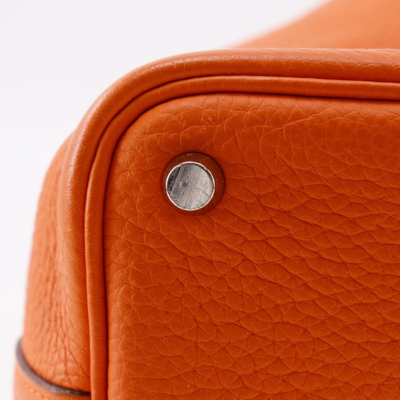 Hermes Picotin PM 手提包，Taurillon Clemence 皮革，2004 年款，橘色，□H PicotinPM，女式。-12