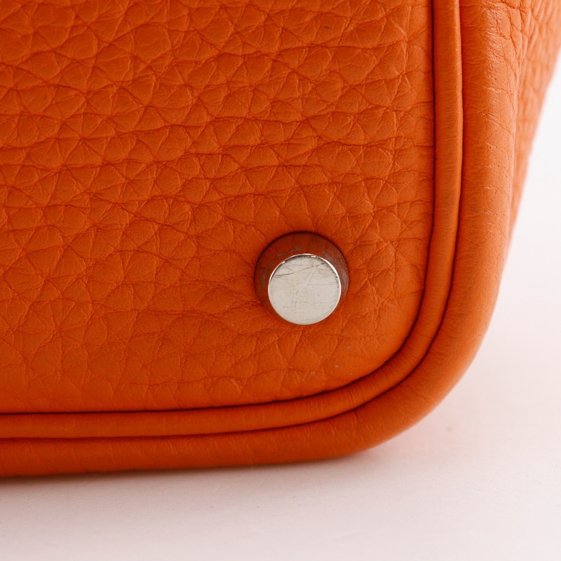Hermes Picotin PM 手提包，Taurillon Clemence 皮革，2004 年款，橘色，□H PicotinPM，女式。-15