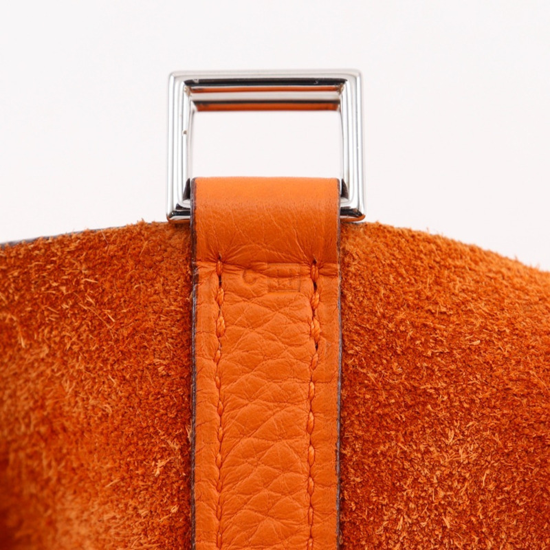 Hermes Picotin PM 手提包，Taurillon Clemence 皮革，2004 年款，橘色，□H PicotinPM，女式。-16