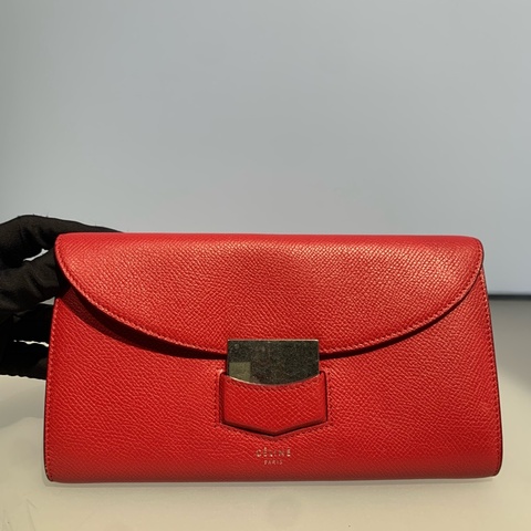 CELINE玫紅色長款錢包尺寸牛皮尺寸20cm×2cm×10cm