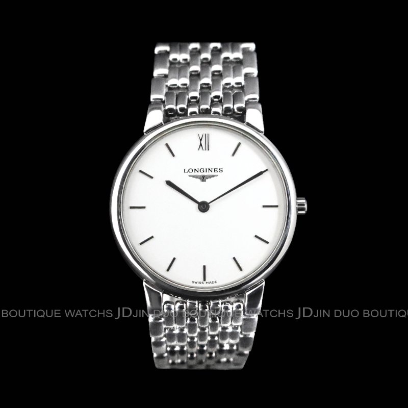 金鐸精品~W904 LONGINES浪琴嘉嵐系列白色面盤33mm薄型中型石英腕錶-0