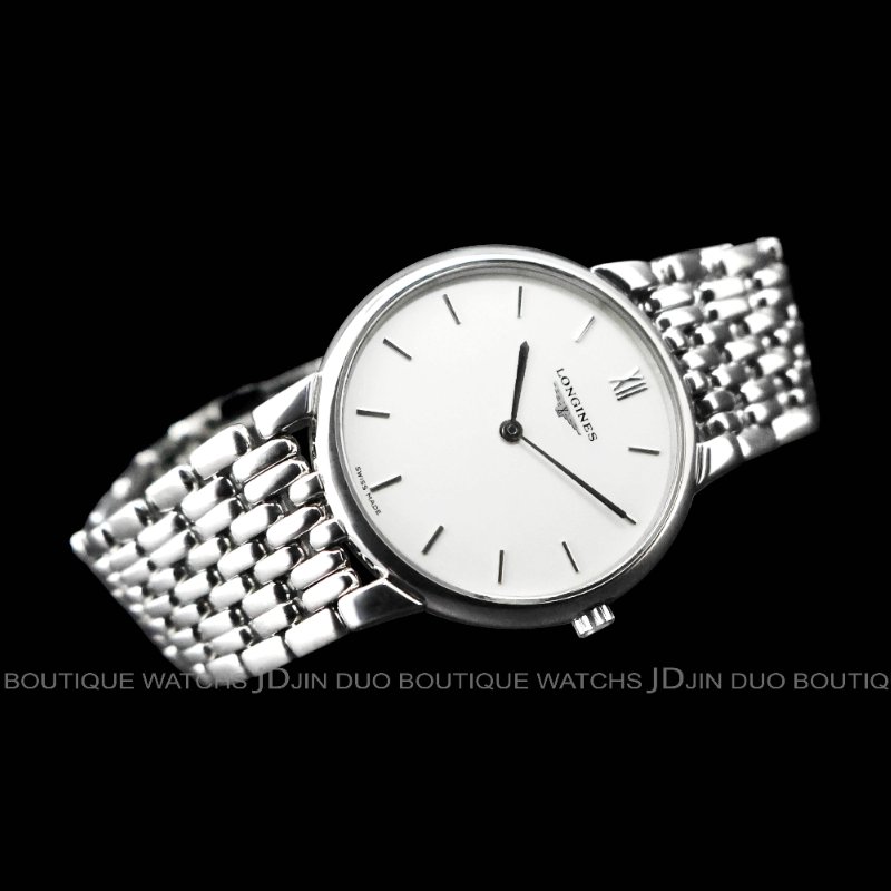 金鐸精品~W904 LONGINES浪琴嘉嵐系列白色面盤33mm薄型中型石英腕錶-1