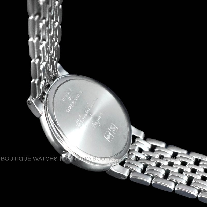 金鐸精品~W904 LONGINES浪琴嘉嵐系列白色面盤33mm薄型中型石英腕錶-3
