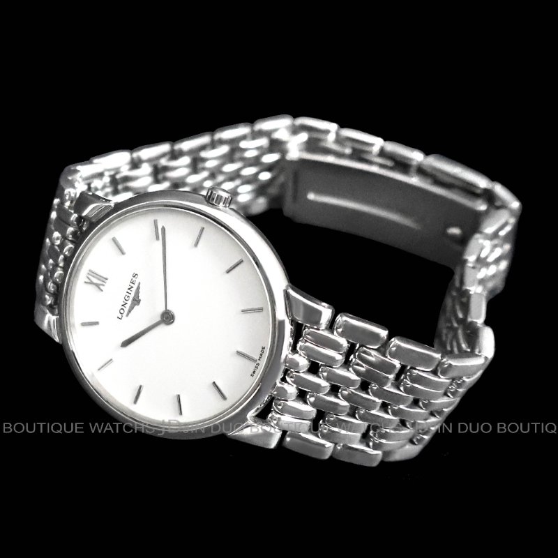 金鐸精品~W904 LONGINES浪琴嘉嵐系列白色面盤33mm薄型中型石英腕錶-4