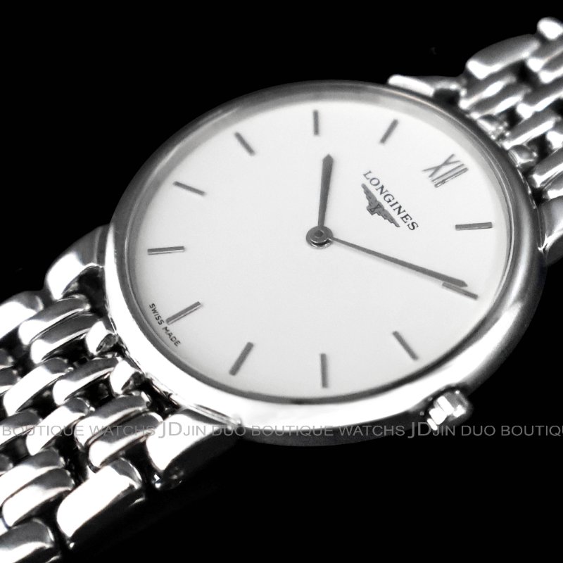 金鐸精品~W904 LONGINES浪琴嘉嵐系列白色面盤33mm薄型中型石英腕錶-5