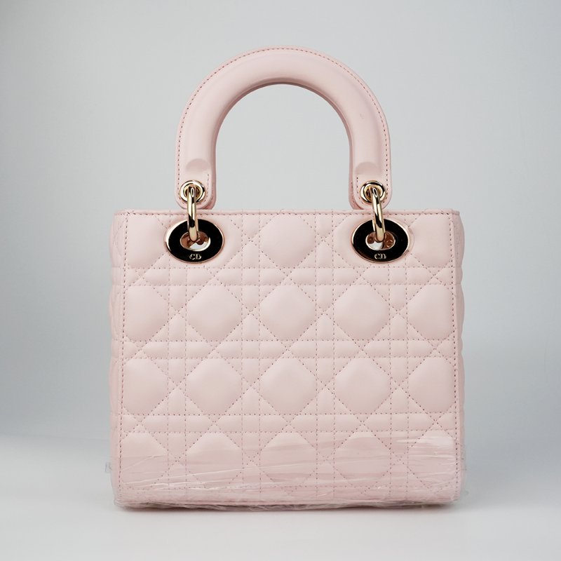 KESH 凱仕國際精品【金色吊飾、優雅甜美】Lady Dior My ABCDior 櫻花粉手提包｜迪奧戴妃包｜淡粉色羊皮革藤格紋-6
